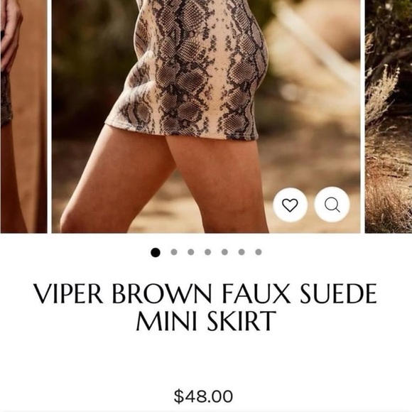 NWT 12th Tribe Viper Brown Faux Suede Mini Skirt - Picture 2 of 4